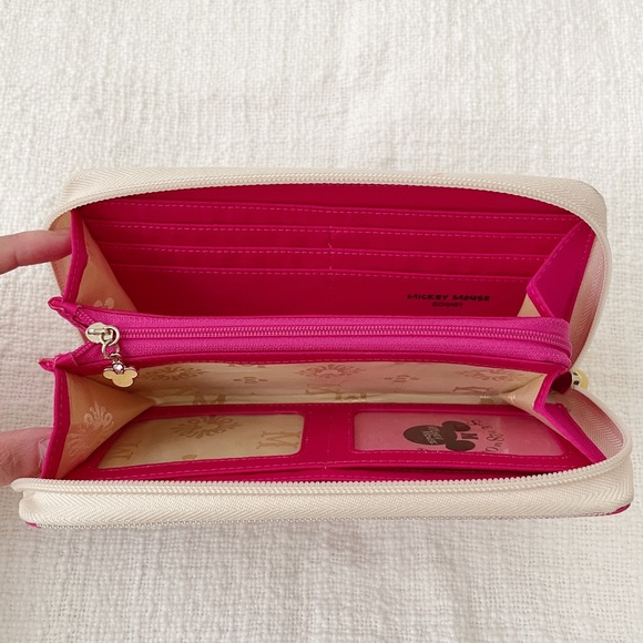 Mickey Mouse Blue, Pink, & Cream Stripe Zip Around Continental Wallet - Picture 7 of 9